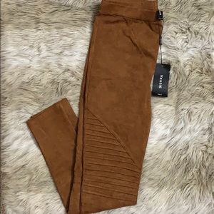 Faux suede skinny brown leggings - L